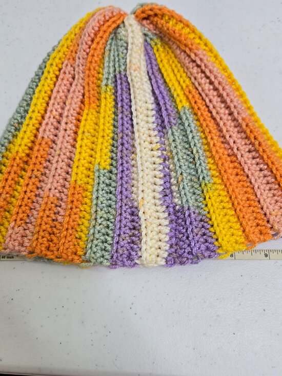 Handmade Crochet Slouchy Beanie, Colorful Patchwork Knit Hat main image 6